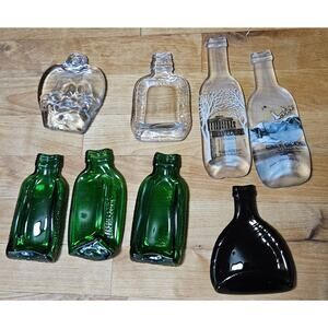 Flat Fused Melted Mini Liquor Bottles Alcohol Bar Art Craft Supplies Clear Green